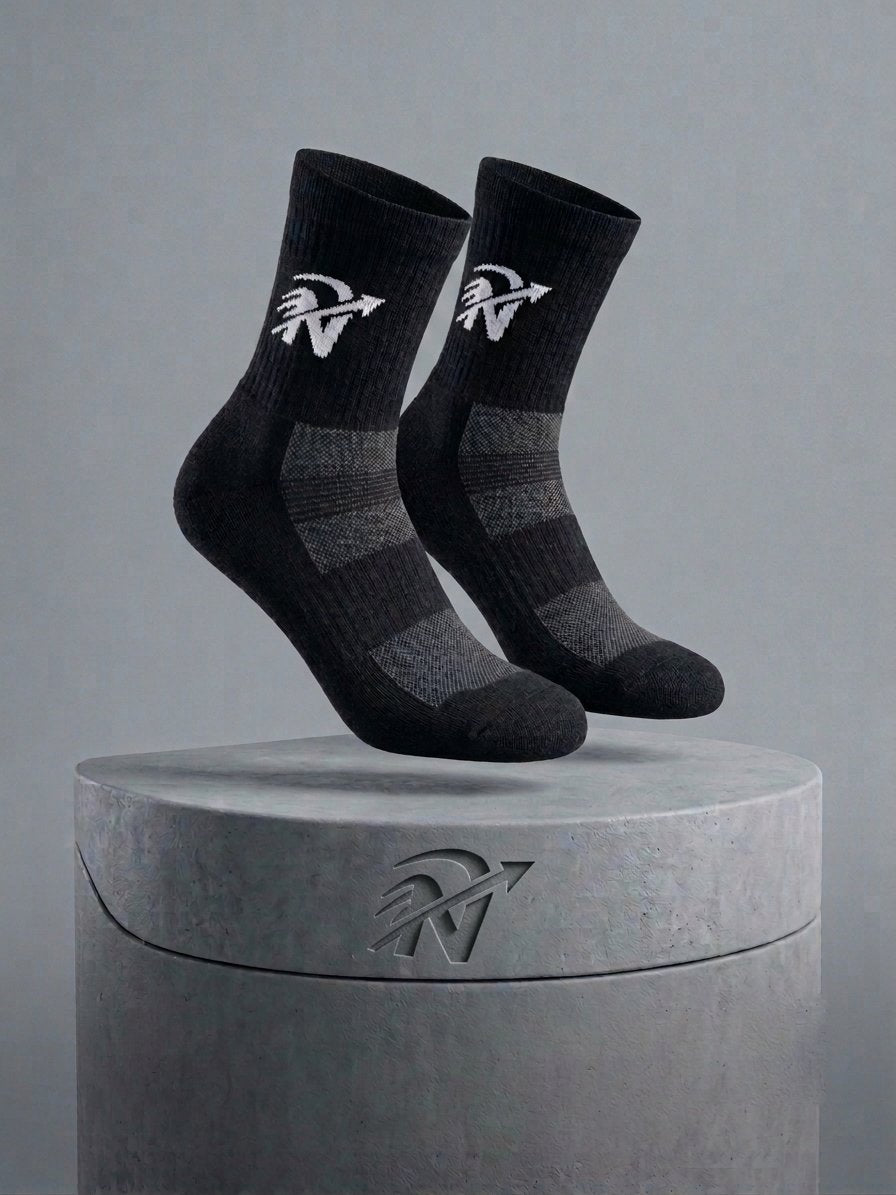 Chaussettes de running NEOSTRIDE MW-1 noires en laine mérinos